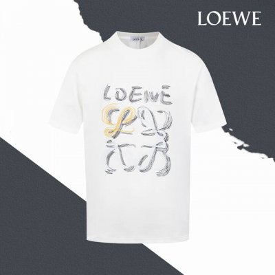 款号Sl145 loewe罗意威Logo字母刺绣圆领短袖 万针刺绣 情侣同款 全套包装 三标齐全 区别市场通货 随意对比 纯棉280克高克重32支双纱 不起球