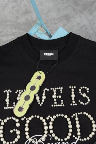 细节图 款F23 Good 顶级品质 放心对比 定制包装袋 goodbrand 25Ss珍珠刺绣重磅短袖T恤 yb一比一开发 100%棉 采用订色订染毛圈纯棉衣