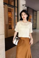 爆款上新， 100%真丝花萝提花冠乐邹上衣，杏黄绿，三个色