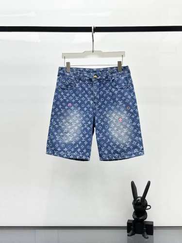 Lv 2025夏季新款男士牛仔短裤 重工艺高级定制面料透气面料 透气弹力舒适度极高 细节无可挑剔 顶级辅料配备 原版Logo设计理念 手感细腻柔软 上身版型超赞