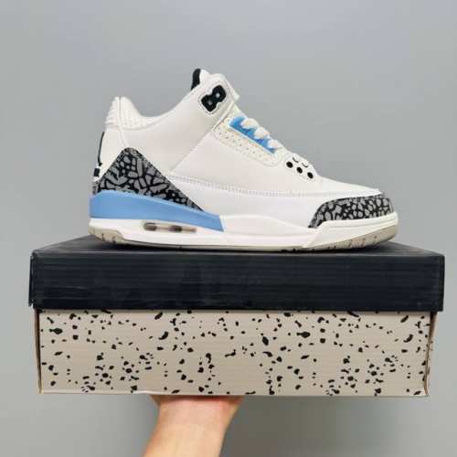 北卡蓝 Nike Air Jordan 3 Retro Hide Andsneak Aj3 乔丹3代 Aj3 乔3 乔丹篮球鞋系列 辅以标志性的爆裂纹元素 经典