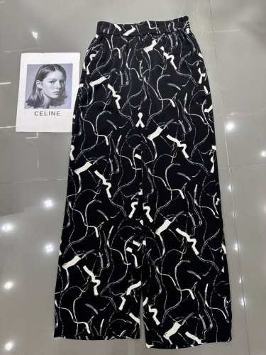 chanel 小香-新款不规则扎染印花纹冰丝裤 夏季必备 经典花色 大牌高级感满满 版型上身显瘦 单色 Smlxl