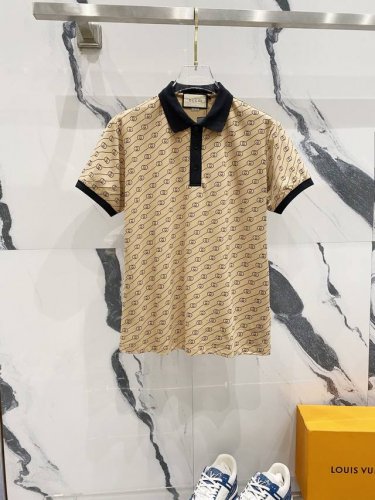 Gucci 古驰 翻领polo衫 撞色领口满印Gg字母连纹Logo印花 官方同步 商务首选 时尚个性 百搭潮流 纯原品质 原版面料 吊牌 领标 水洗麦 三标齐全