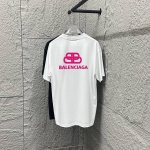 balenci*Ga 巴黎2025春夏新款短袖T恤衫 经典粉色字母 前后双B发泡工艺 定制双纱平纹纯棉面料 短袖T恤 男女同款 颜色 黑色 白色 尺码 S 90