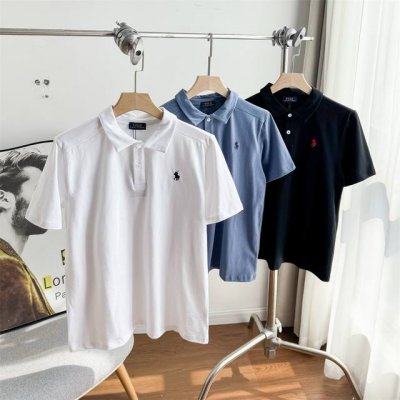 120 Polo Ralph Lauren拉夫劳伦经典战马Logo刺绣排扣翻领Polo衫休闲T恤 颜色：白色 黑色 蓝色 男女同款 自带氛围感 兼顾舒适百搭且质