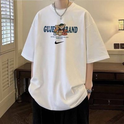 260G重磅纯棉 Nike 耐克 数字卡通熊 Nk 短袖T恤 男女同款 半袖 情侣款 面料工艺： 1.260G重磅纯棉，100%棉，恰到好处的克重，上身有型不显