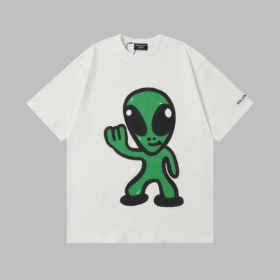 balenci*Ga 25Ss最新款 会跳舞的外星人太空人印花Tee 采用高克重洗水棉，300 克， 正面以Hithg There+Dripley艺术作品直喷印