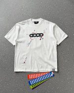 Goodbrand 泼墨字母Logo印花彩色绣花圆领宽松短袖 男女同款 官网同步 面料采用290G双纱纯棉重磅面料 上身舒适 整体有型 垂感到位 领口螺纹加厚