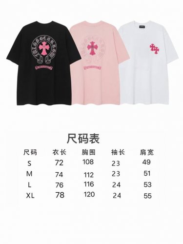现货 9988 新款克罗刺绣小羊皮十字玫粉马蹄纯棉透气宽松男女同款短袖T恤 250克32支纯棉 颜色：黑色 白色 粉色 码数：S M Lxl