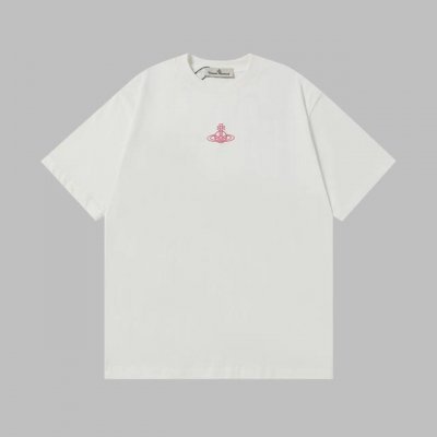 上新 高品质9190# Vivienne Westwood*西太后新款短袖 高克重洗水棉，300 克，前后撞色粉粉星球加上发泡工艺，立体感超强！ 简单不失个性，