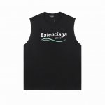 310# 新款 balciaga 巴黎世家无袖背心男女同款宽松上衣 巴黎经典过往徽标Logo印花短袖T恤 采用Crew 万事达等过往徽标作为设计元素 重新展现经