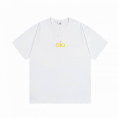 Alo 2025新款 雷瑟 爆裂线条 字母Logo压花 男女同款 短袖T恤 定制270克100 双纱纯棉面料 定染32支双股螺纹 领标吊牌主唛三标齐全 颜色 白