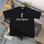 款号：Cxs806 高版本 新款Yves Saint Laurent 圣罗兰Ysl烫金字母Logo图案印花休闲情侣宽松短袖T恤，独一无二的活性环保面料染色，32