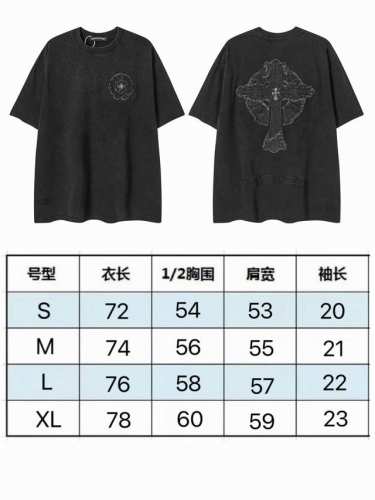 现货 2260 新款克罗高端尖货洗水重工叠布刺绣男女宽松圆领短袖T恤 250克32支纯棉 颜色：黑色 码数：S M L Xl