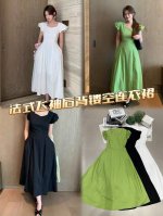 连衣裙 法式飞袖后背镂空连衣裙 优雅格调 飞袖灵动俏皮 似翩然蝶翼 为整体造型添轻盈之感 后背镂空绑带设计精巧 若隐若现展露肌肤 性感而不失含蓄 简约流畅的线条