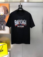 Bal*Nciaga 巴黎世家2025春夏新款原单男士圆领短袖T恤 专柜同步售卖 爆款高端品质 高版本 Os版型阔版 印胶印花字母Logo设计 定制进口双股10