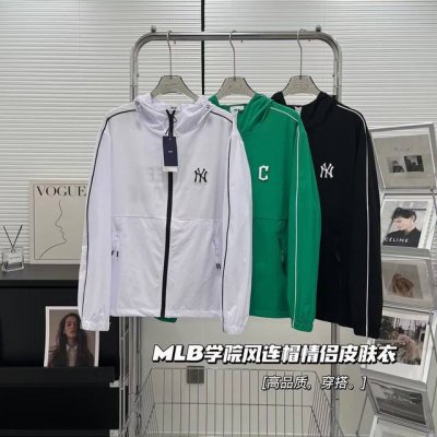 新款上新 高品质 Mlb 夏季新款轻便防晒情侣款男女情侣防晒衣立体裁剪拼色连帽皮肤衣运动防晒 三色发售！！！！ 胸前皮标刺绣 Logo 后背字母印花.？官网 1