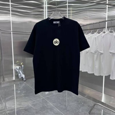 Alo 2025春夏新款 圆领短袖T恤 美丽绒 男女同款宽松版 S M L Xl Xxl 五个码 黑色 白色 灰色