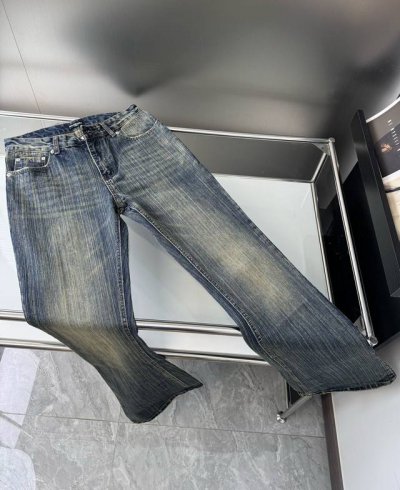 款号 D69 顶级版本牛货 balenciaga 巴黎世家Bootcut水洗褪色做旧竹节纹微喇牛仔裤 微喇叭版型3D立裁 时髦精必入 定制纯棉竹节条牛仔面料 质