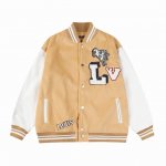 款号868 LvSs Summer Holidays毛巾绣棒球服采用700G绒毛尼料，手感更加舒适，搭配荔枝纹皮革手袖 -金色重工五金配件 一比一还原 M L