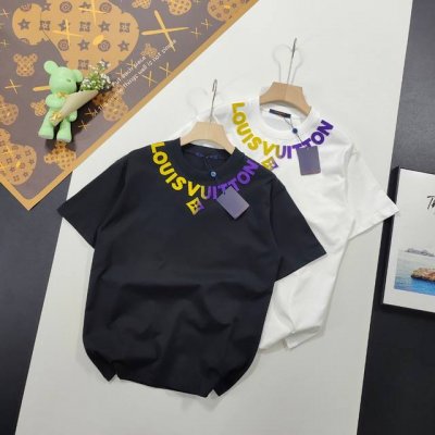 尺码S-Xl顶级复刻 Louis Vuitton 路易威登 夏装领口毛巾绣花休闲圆领短袖T恤 驴家男女同款短袖 购入原版开模打造，全套定制辅料，细节决定成败。