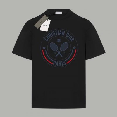 Dior 迪奥 官网同款 网球系列字母Logo 印花双纱纯棉短袖 - 280G双纱纯棉顶级面料 手感柔软 百分百纯棉独家出货 定染硫化黑无尘处理面料 -面料：2
