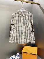 款号S#419 Burberry 巴宝莉对格袖口Tb贴标衬衫 卡蓝双色 烧花定位 原版开模 一比一复刻 区别市场其他版本 男女同款 官网同步细节一致 三标齐全