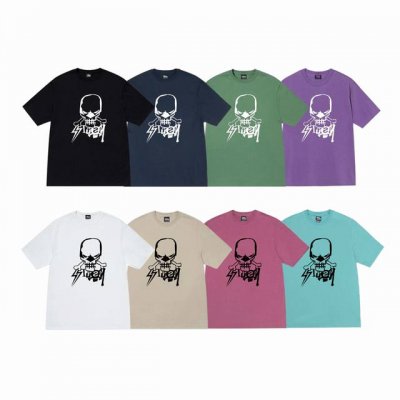 上新款号：S166 Stussy斯图西 Stussy 大骷髅图案印花舒适圆领短袖T恤 男女同款 原版打造 细节高控 -面料精选220G纯棉面料 手感柔软舒适 吸