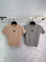 Chane*25早春新款针织圆领短袖 双Clogo点缀 简约时髦大方百搭 尺码Sml。 P140