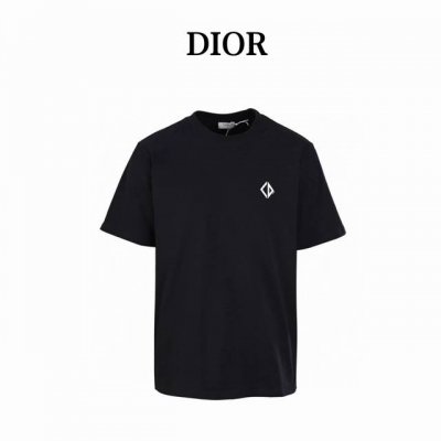 dior迪奥Cd 菱形反光短袖T恤 正品7233购入 32支紧密精梳棉260克 领口1*1拉架索罗纳罗纹 胶浆印花 布匹酵洗 定制1 1商标 宽松版型 size