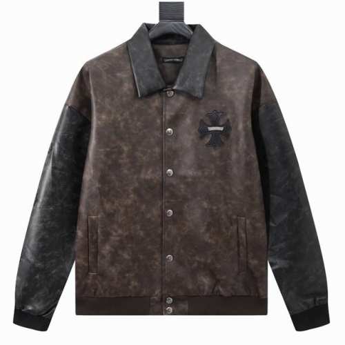 款号Y624 Chromehearts 克罗心 全皮拼接棒球服外套 渠道精品 潮男潮女Zui爱的棒球服夹克，市场各级版本都有 细节你们一定要对比 ，最牛X的实力