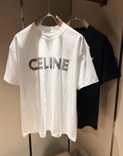 celin*瑟琳 2025春夏新款时尚休闲圆领短袖T恤，经典男女同款情侣短袖T恤衫！贸易公司渠道稀出，同步官网发售！25年早春时尚新款推荐，越来越向年轻新势力迸