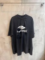 1211# Blcg 25Ss新款洗水破洞短袖T恤 洗水黑 码数1234