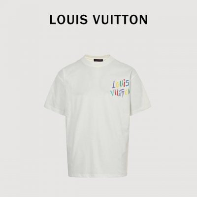 Louis Vuitton 路易威登 25Ss 手绘彩色Logo涂鸦短袖T恤 购入原版开模打造，全套定制辅料，所有细节完美还原 定织定染260G纯棉双纱紧密棉面