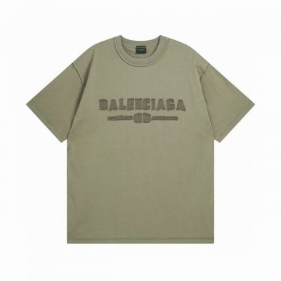 balenciaga 巴黎世家2025新款字母Logo胸前贴布刺绣水洗圆领短袖T恤 本市场No.1的质量 真正天花板品质 成衣反面缝合 全部原版开发注意细节图