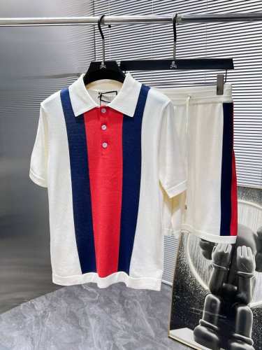 古奇 Gucci 2025Ss新款 短袖 针织衫 套装 ，高端版本！专柜定制面料 透气舒适度高，细节无可挑剔，品牌元素设计理念，体现高品质。手感细腻柔软！呈现休