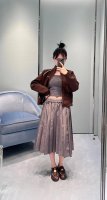 Miumi* 25Ss春夏新款 灰色尼龙系列百褶半身裙丨独家Yb开发 高版出品 松紧中高腰百褶裙身 拼接运动风翻折花边腰身太Miu啦 一条裙子超大用料 褶位和褶