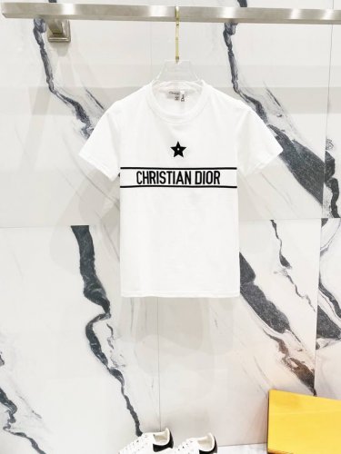 女款] Dior 迪奥 2025新款 50支双冰爽棉170G面料 品牌刺绣字母Logo印花标识 官方同步 高版本 时尚个性 百搭潮流 纯原品质 原版面料 吊牌