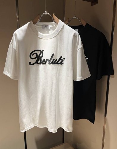 Berlut**布鲁* 2025春夏新款男女同款短袖T恤 意大利原厂订单渠道 极具个性高级风 标志Logo图案压胶工艺设计 情侣款纯棉短袖T恤 最新时尚潮流人气