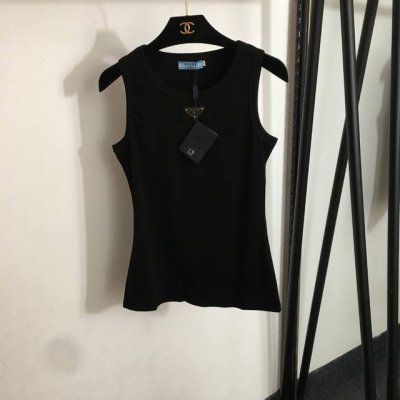 P120款号20251118 Prad*新款 Logo三角标装饰百搭纯棉背心，白色，黑色，S-Xl， M码；胸围80，长59