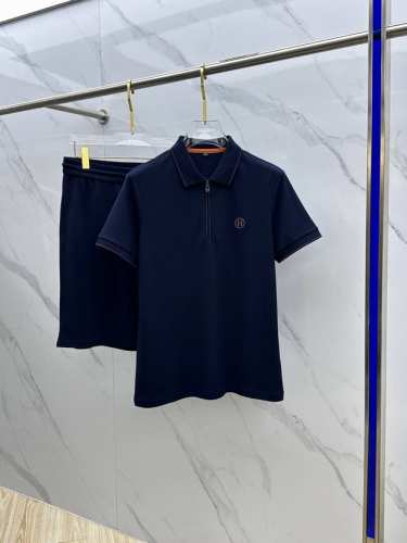 Hermes*爱马仕 2025春夏新款男士翻领polo衫短袖T恤短裤套装 柜台同步发售 简洁时尚百搭 高端品质 Logo巧妙设计 袖口螺纹收边 定制进口双股丝光
