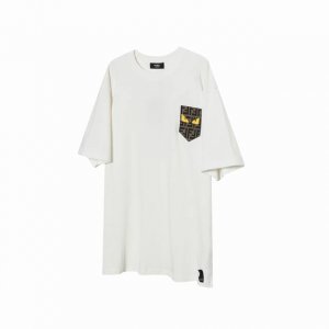 F21 Fendi 芬迪 25Ss口袋皮标满印眼睛短袖T恤 原版1：1定制皮标口袋 面料采用280克重精梳棉，定制32支1*1螺纹，成衣两遍水洗处理，面料舒适亲