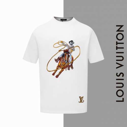 款号#Z17 Lv 战马套圈人圆领短袖 Louisvuitton官网一致款式 面料：32支双纱280克纯棉面料 同缸同色织染螺纹 颜色一致 工艺：前后片总计20