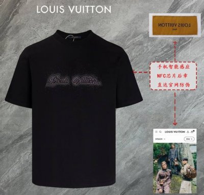 升级版本手机智能感应~NFC芯片袖章~直达官网防伪 路易威登 LV 2025新款高品质圆领短袖T恤 袖口车有进口绣花标 定制定染,手感非常舒服 超级百搭好看的一