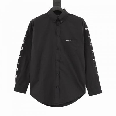 款号Y482 Balenciaga 巴黎世家 多国语言印花长袖衬衫 采用高密度纯棉府绸面料， 目高密度网版，五种颜色浆料层层撞色而成 ，全新定制五金辅料，外贸大