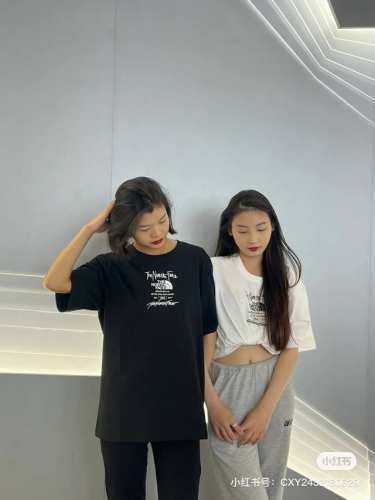 模特图100 品质保证Thenorthface 北面24年专柜同步草写字目Logo印花纯棉休闲短T恤男女同款上衣 高货官网同步上线简约时尚潮流 上身颜值超高 必