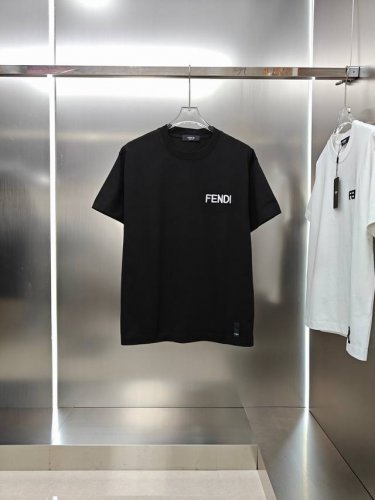 芬迪 Fendi 2025春夏新款男女同款短袖T恤！ 定制专属300克重双纱纯棉面料 定制原版工艺螺纹 胸前重工Ff刺绣字母Logo工艺设计 颜色：黑色 白色