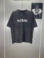 高端原版规格版本 Balenciga 巴黎世家 双色刺绣字母短袖T恤 新款短袖 采用磨破水洗工艺 细节无法挑剔，极具档次感与奢华辨识度！三标齐全 版型属于休闲宽