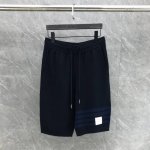 全棉提花暗四杠针织短裤 码数：1-4 颜色：灰、蓝