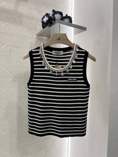 miumi*新品 贝壳条纹针织背心